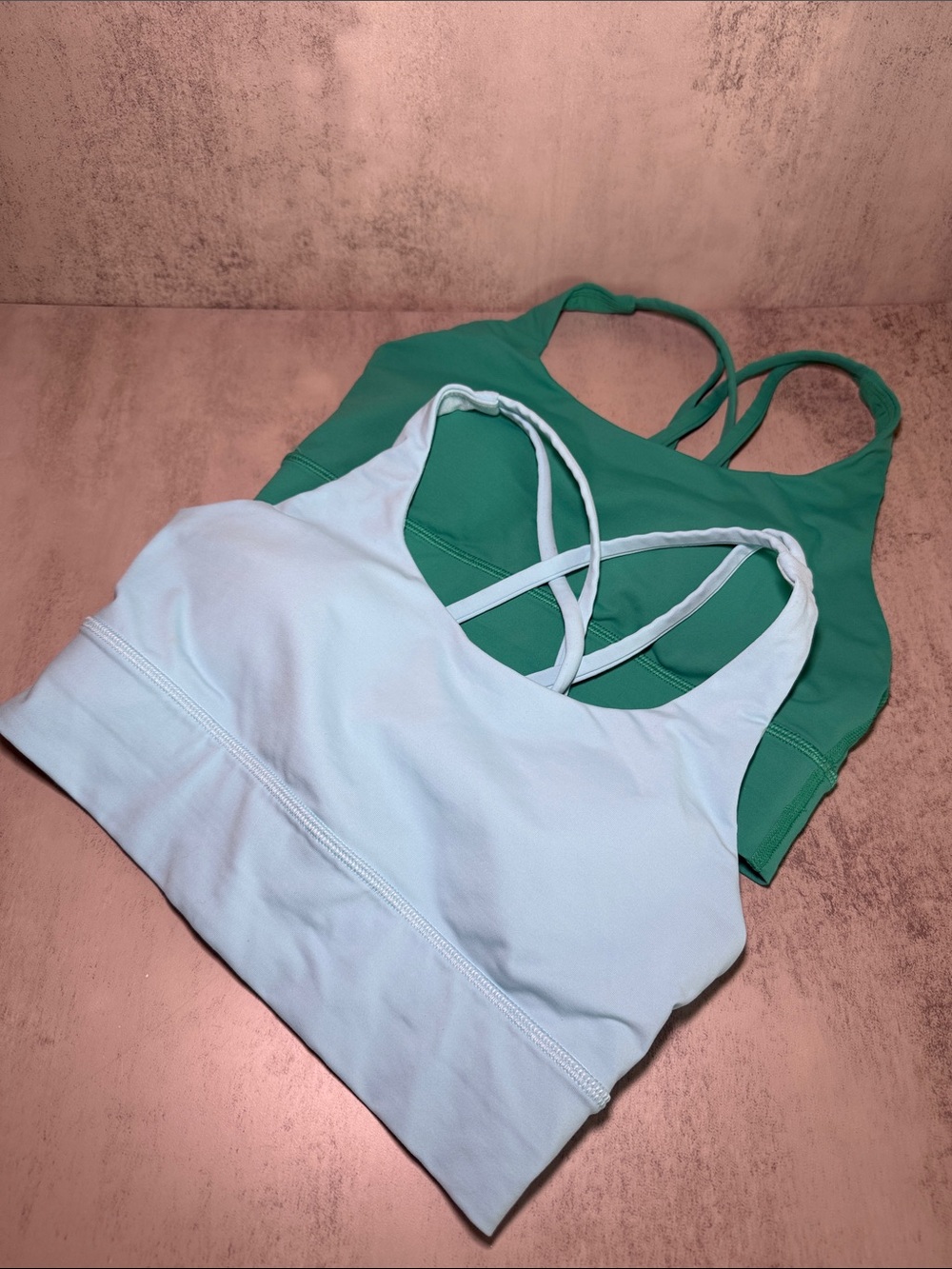Lululemon Blue & Green Strappy Sports Bras - both size Small